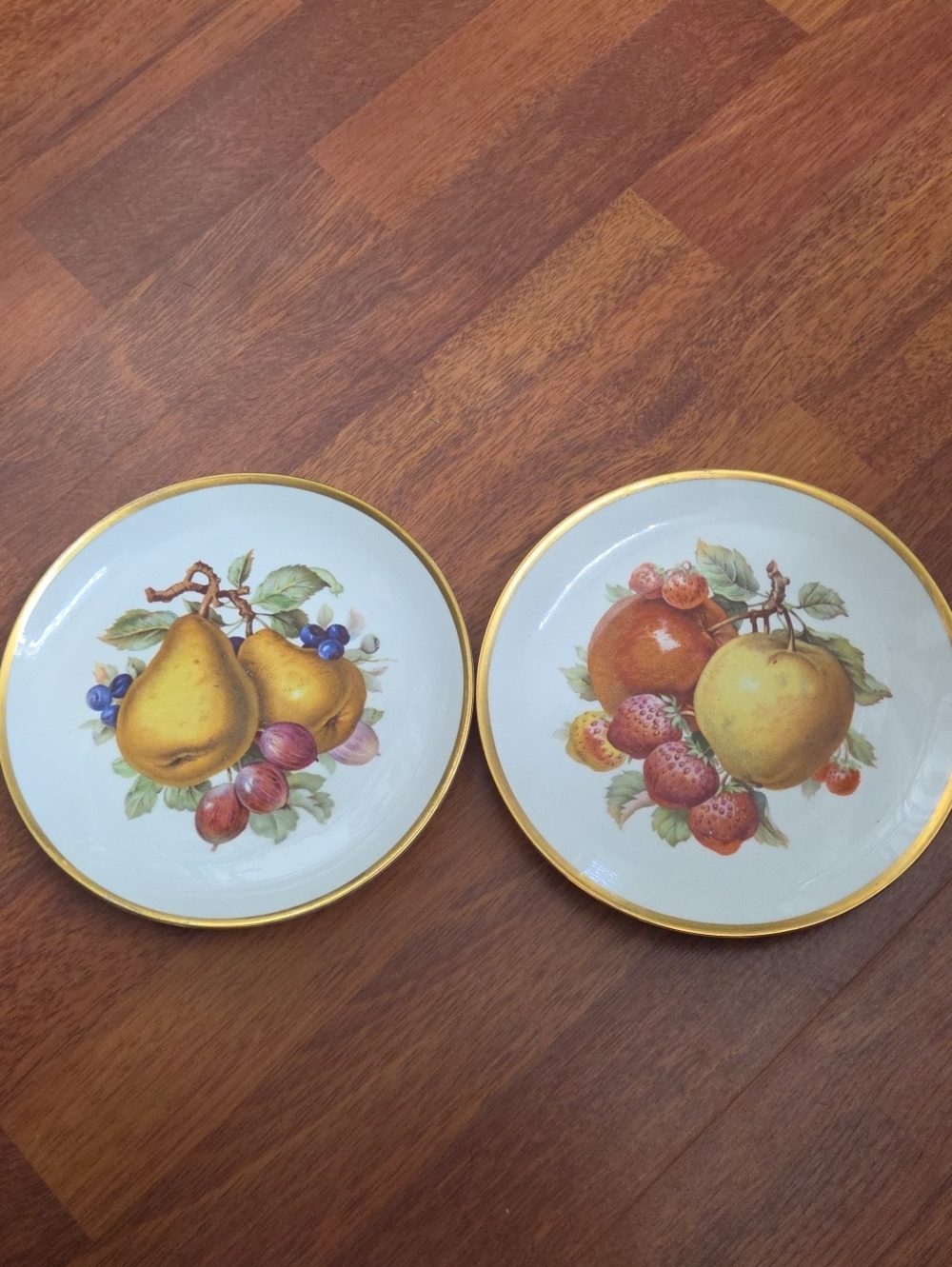 Vintage Fruit Motif Porcelain Plates w/gold Rim Mid 20th Century Pc From Germany